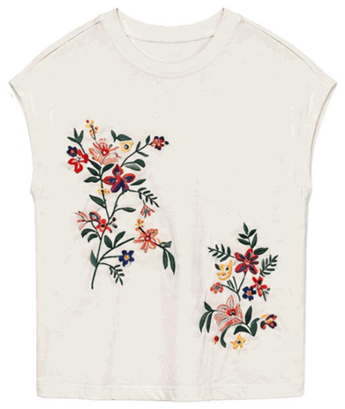 Floral Embroidered Tee