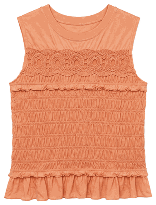 Sleeveless Crew w/ Inset Trim