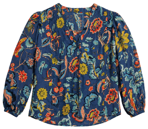 L/S Split Neck Printed Top