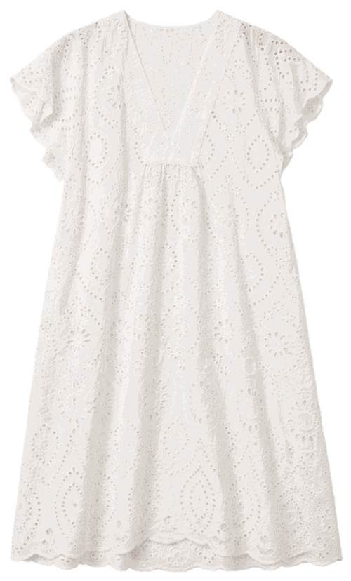 Flutter Sleeve Eyelet Dress