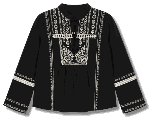 Split Neck Embroidered Top
