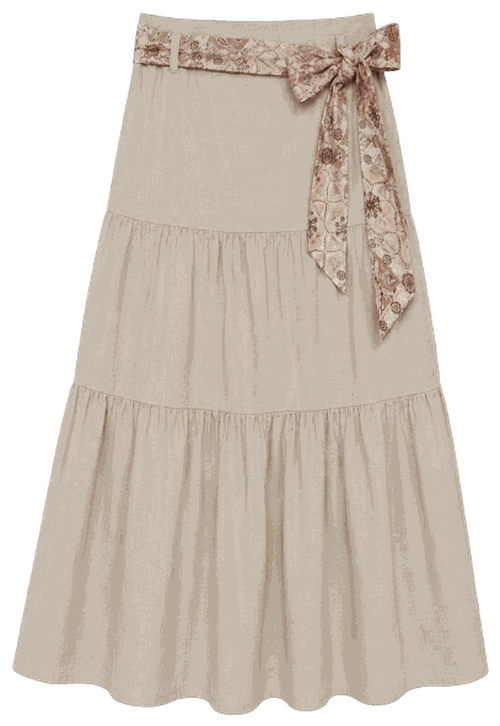 Belted Scarf Tier Skirt