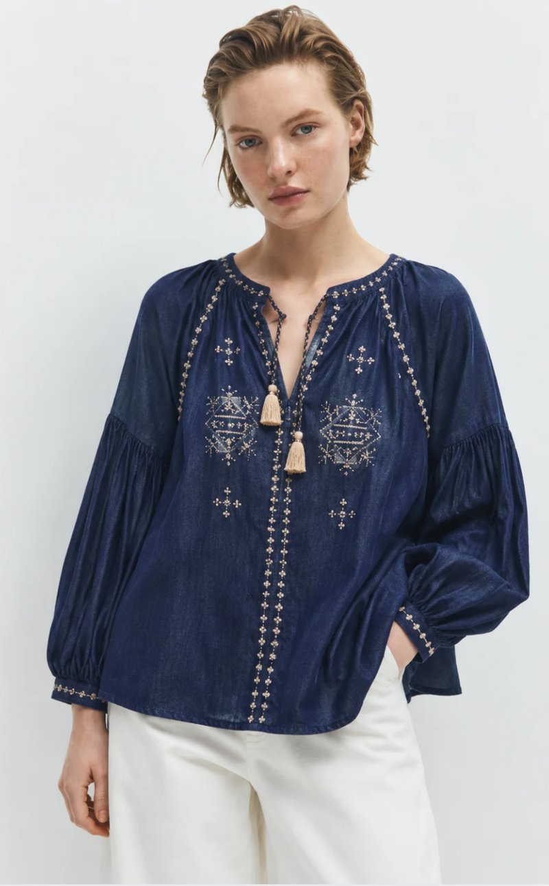 Embroidered Denim Blouse styled look