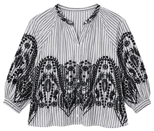 Button Front Embroidered Top