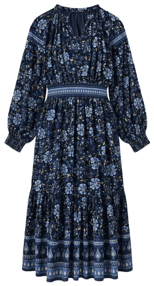 V-Neck Tier Maxi Dress